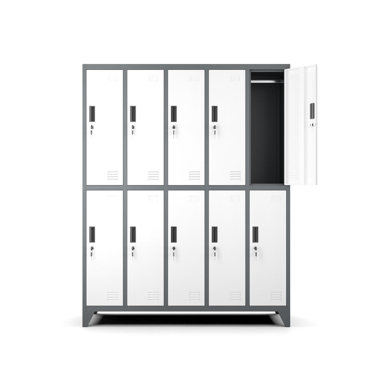 MEHRZWECKSCHRANK mit 10 Fächer Stahl Weiß Anthrazit 136x172x45cm - Anthrazit/Weiß, Metall (136/172/45cm) - Muralo