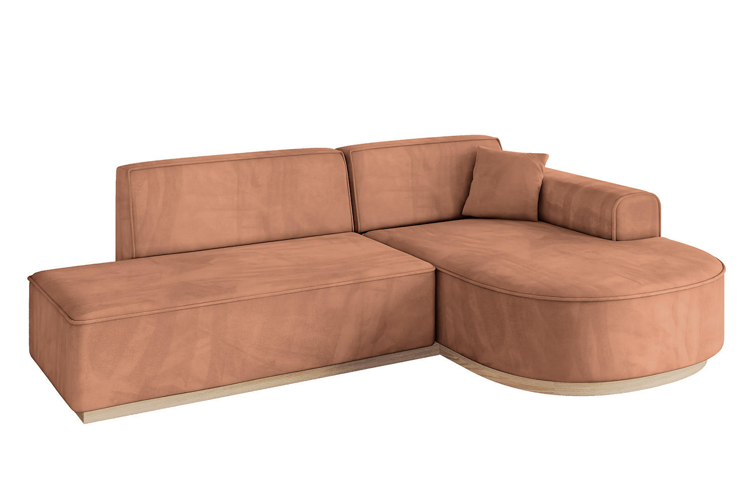 ECKSOFA Ottomane Rechts ARRIO-L1 - 243x171x83 cm Apricot - Koralle, Holzwerkstoff/Textil (243/171cm) - ALTDECOR