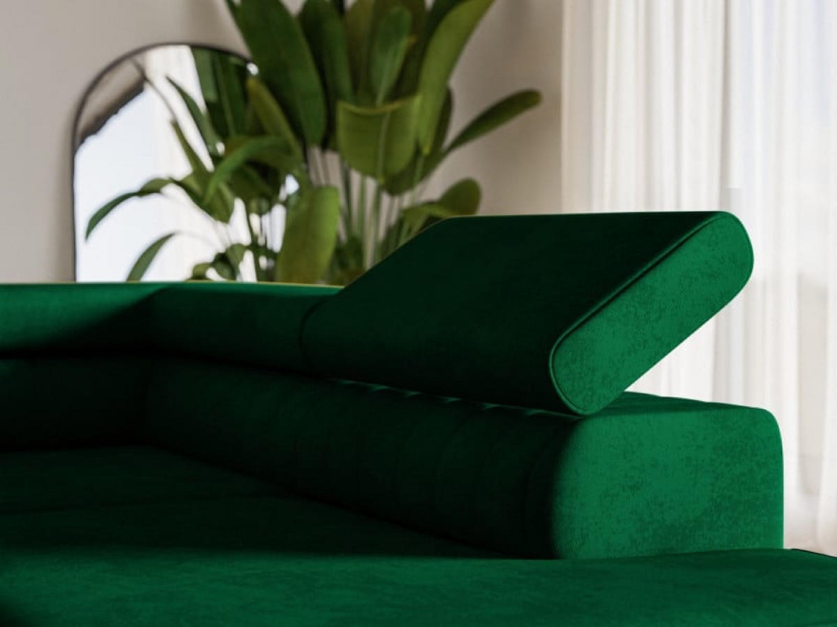 ECKSOFA Flaschengrün NOLA Mit Verstellbaren Kopfstützen Links - Grün, Textil (274/203cm) - Sepro Meble