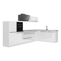 KOTNA KUHINJA R-Line, Bela visok sijaj/Bela, 347 x cm brez delovne plošče - bela/visoki sijaj, leseni material (347/143/46cm) - Vicco