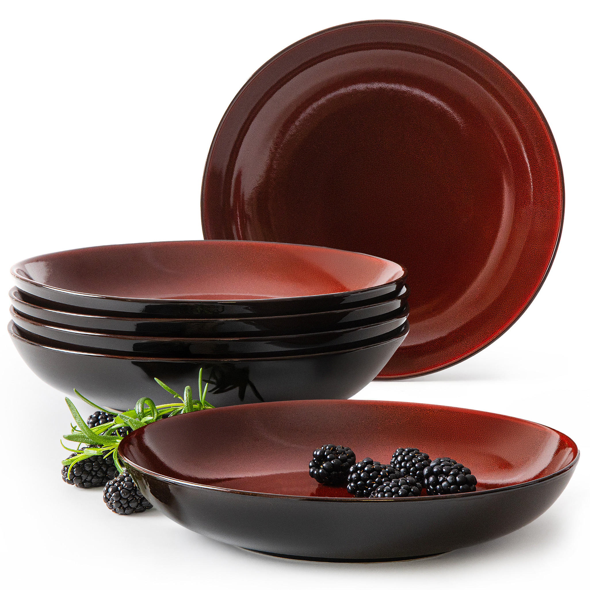 TELLER-SET SUPPENTELLERSET GAMBIA 6-tlg - Rot, Keramik (23cm) - Ritzenhoff Breker