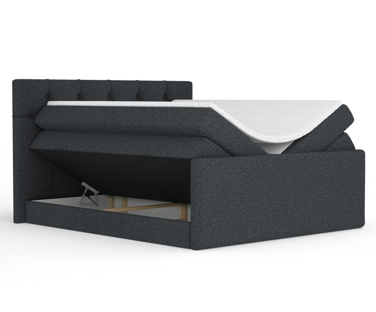 BOXSPRINGBETT Hugo Schwarz 200/200 cm - Schwarz, Holz/Holzwerkstoff (200/200cm) - Maison de Reve
