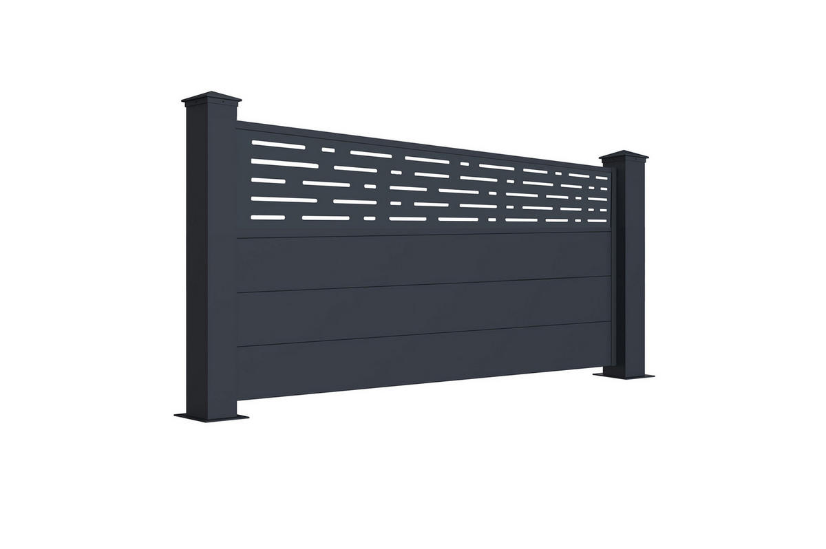 VORGARTENZAUN Arlberg grau 1,9m H.90cm aluminium - Grau, Metall (189/89cm) - Casanoov