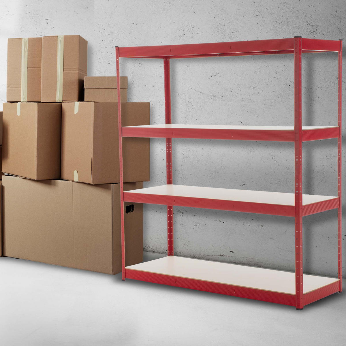 LAGERREGAL 160/60 cm Metall Rot - Rot, Metall (160/180/60cm) - CLP