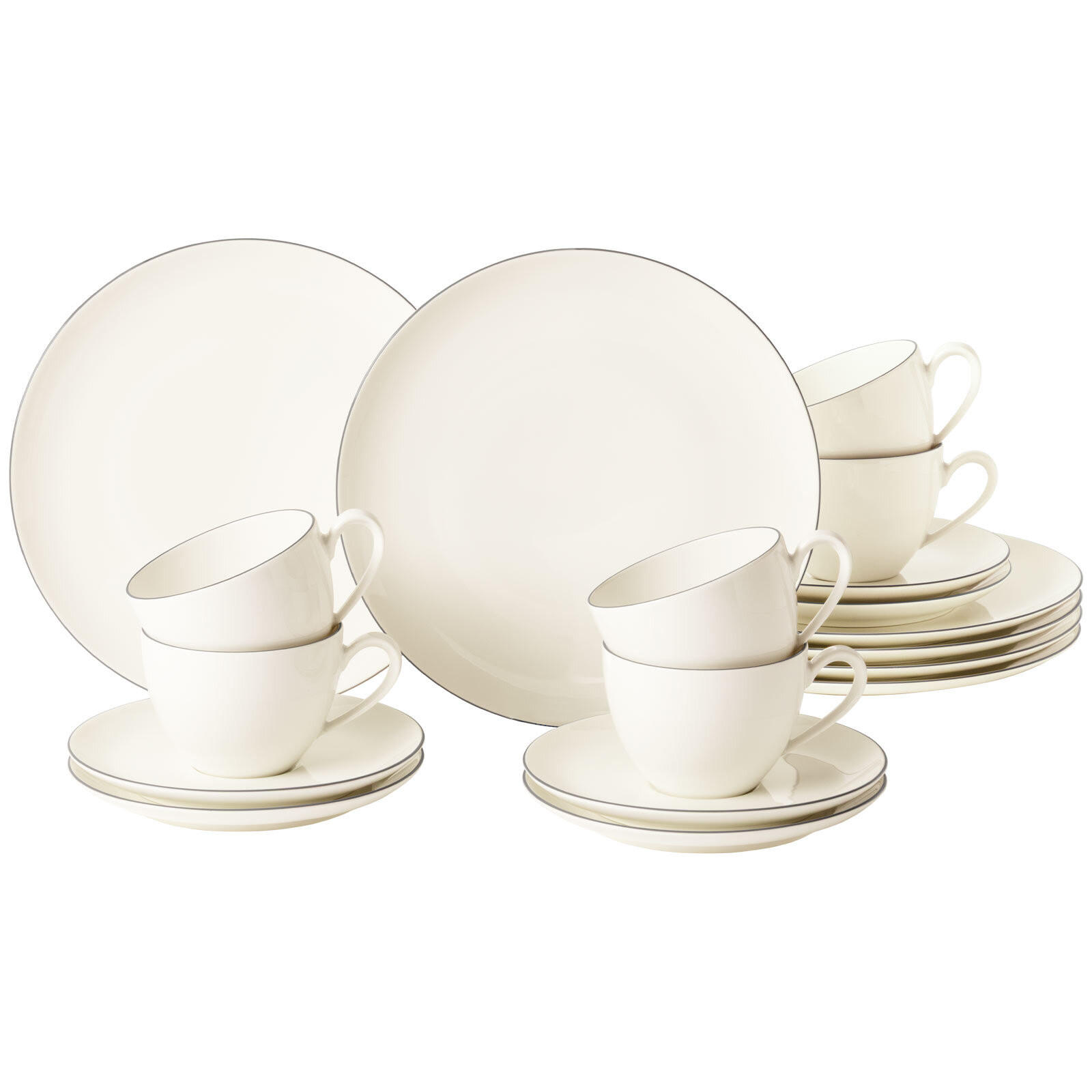 KAFFEESERVICE Savona Grey Line creme 18er Set - Creme, Keramik (24/18.1/43cm) - Seltmann Weiden