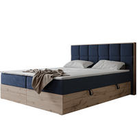 BOXBETT LAVIO II 160/200 cm, in Marineblau, mit Matratze und Topper - Dunkelblau, Holzwerkstoff/Textil (160/200cm) - Idohome