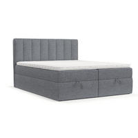 BOXBETT Lusso 200/200 cm Grau im Neve Stoff - Schwarz/Grau, Holz/Holzwerkstoff (200/200cm) - AltaBeds