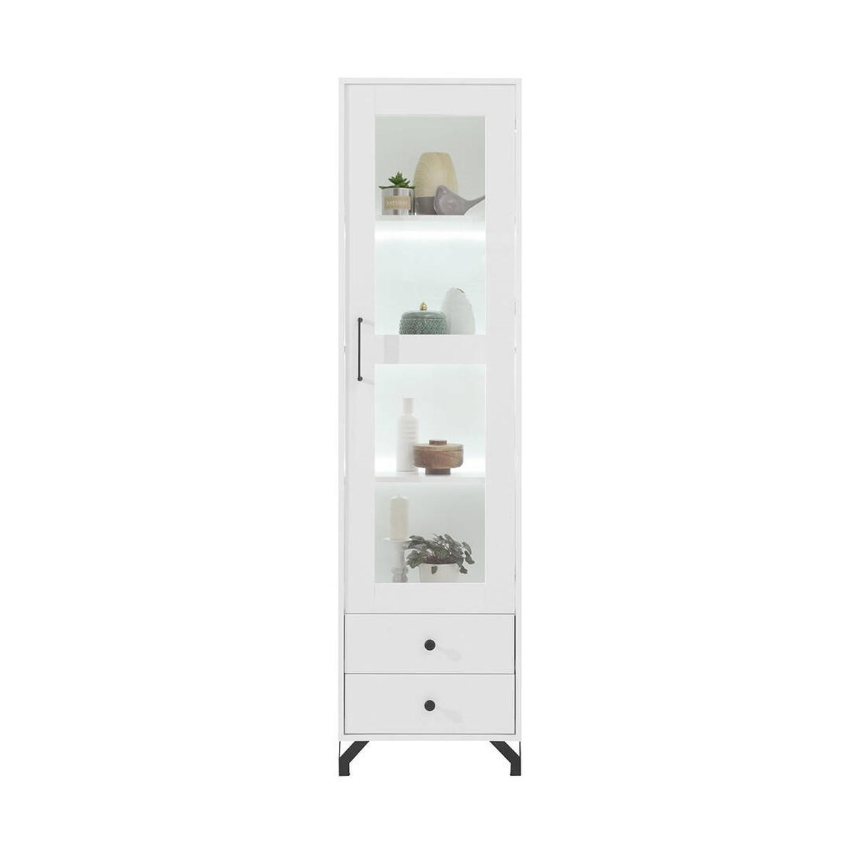 VITRINE – 50 cm – BERGEN System – Weiß - Weiß Hochglanz, Holzwerkstoff (50/190/40cm) - hi-markt