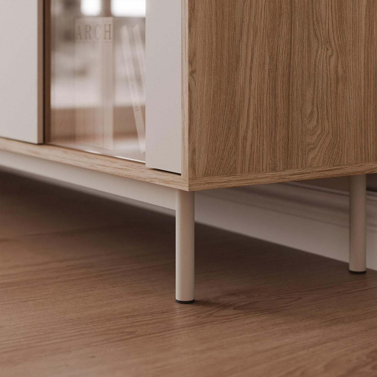 KOMMODE LUSSO 184 cm, Eiche / Kaschmir - Eichefarben, Holzwerkstoff (184/77/40cm) - Idohome