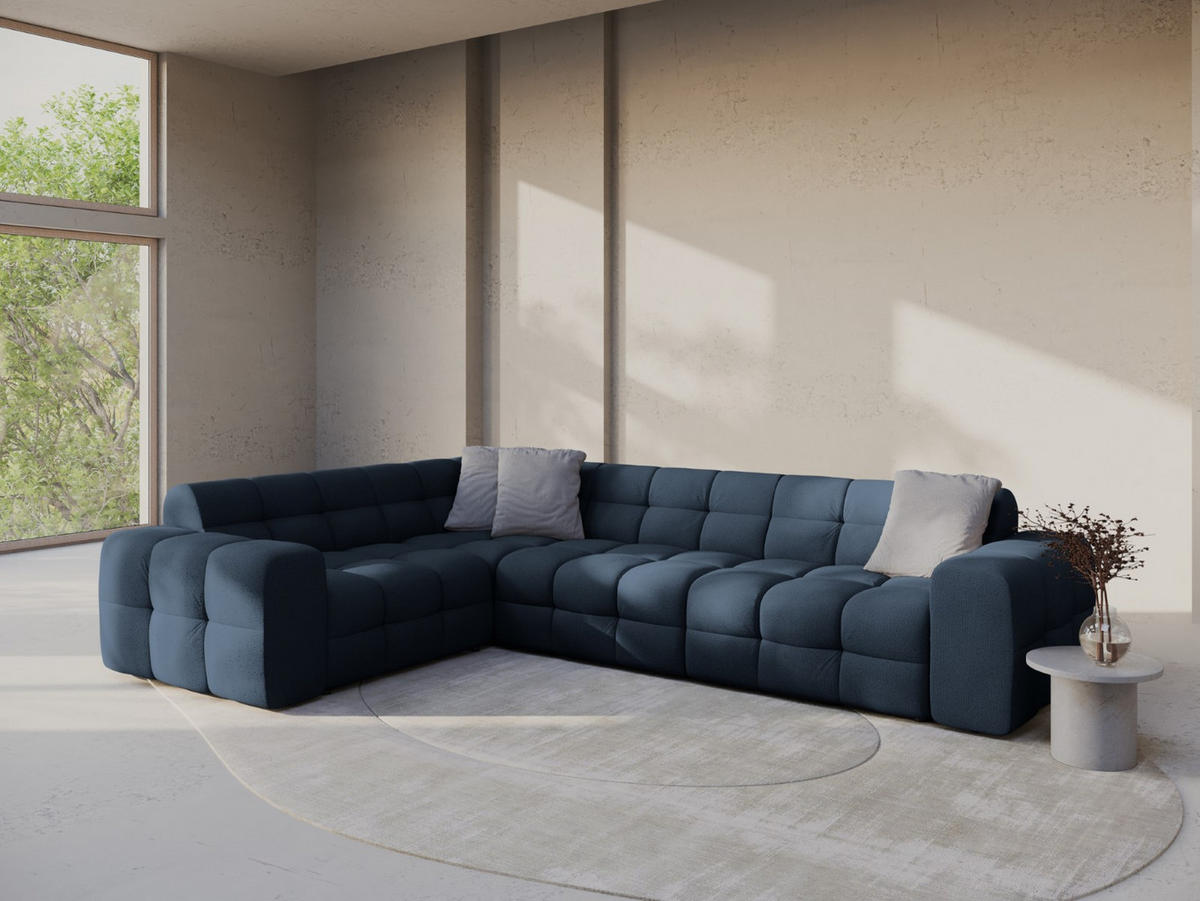 ECKSOFA links Kendal aus strukturiertem Stoff marineblau 6 Sitzplätze - Blau, Textil (231/332cm) - Micadoni