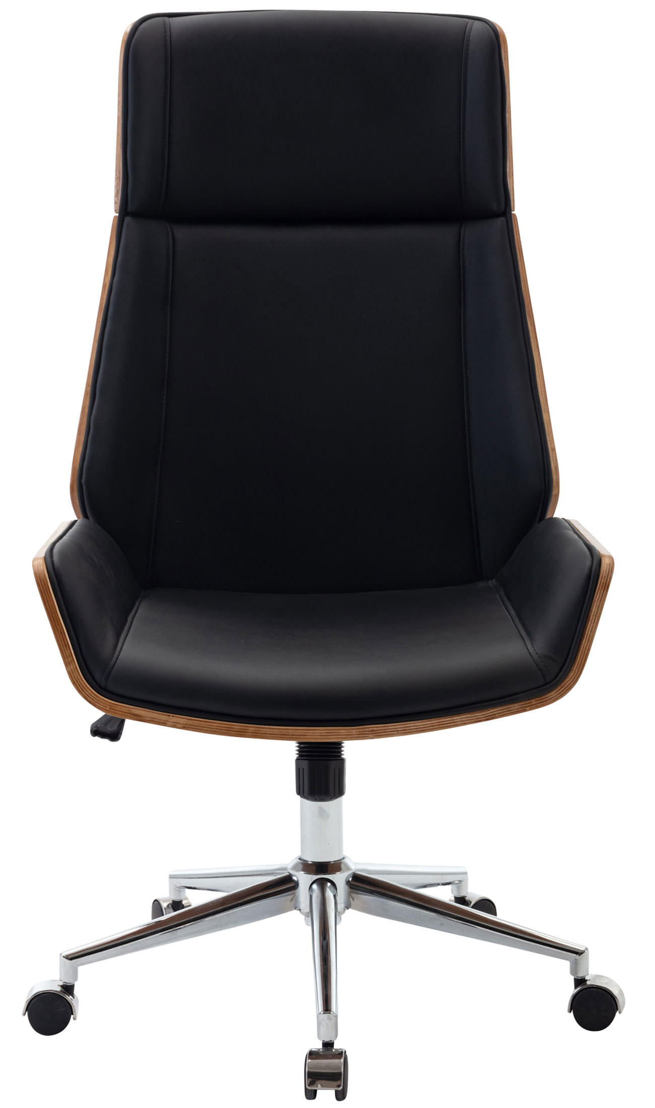 DREHSTUHL Lederlook walnuss/schwarz - Chromfarben/Walnussfarben, Textil/Metall (60/113/63cm) - CLP