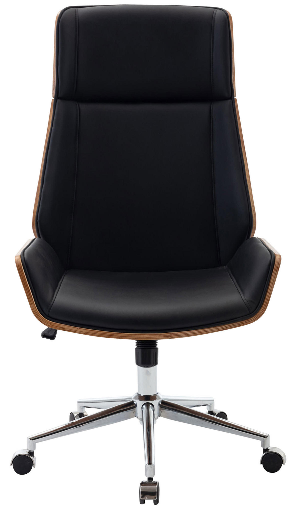 DREHSTUHL Lederlook walnuss/schwarz - Chromfarben/Walnussfarben, Textil/Metall (60/113/63cm) - CLP