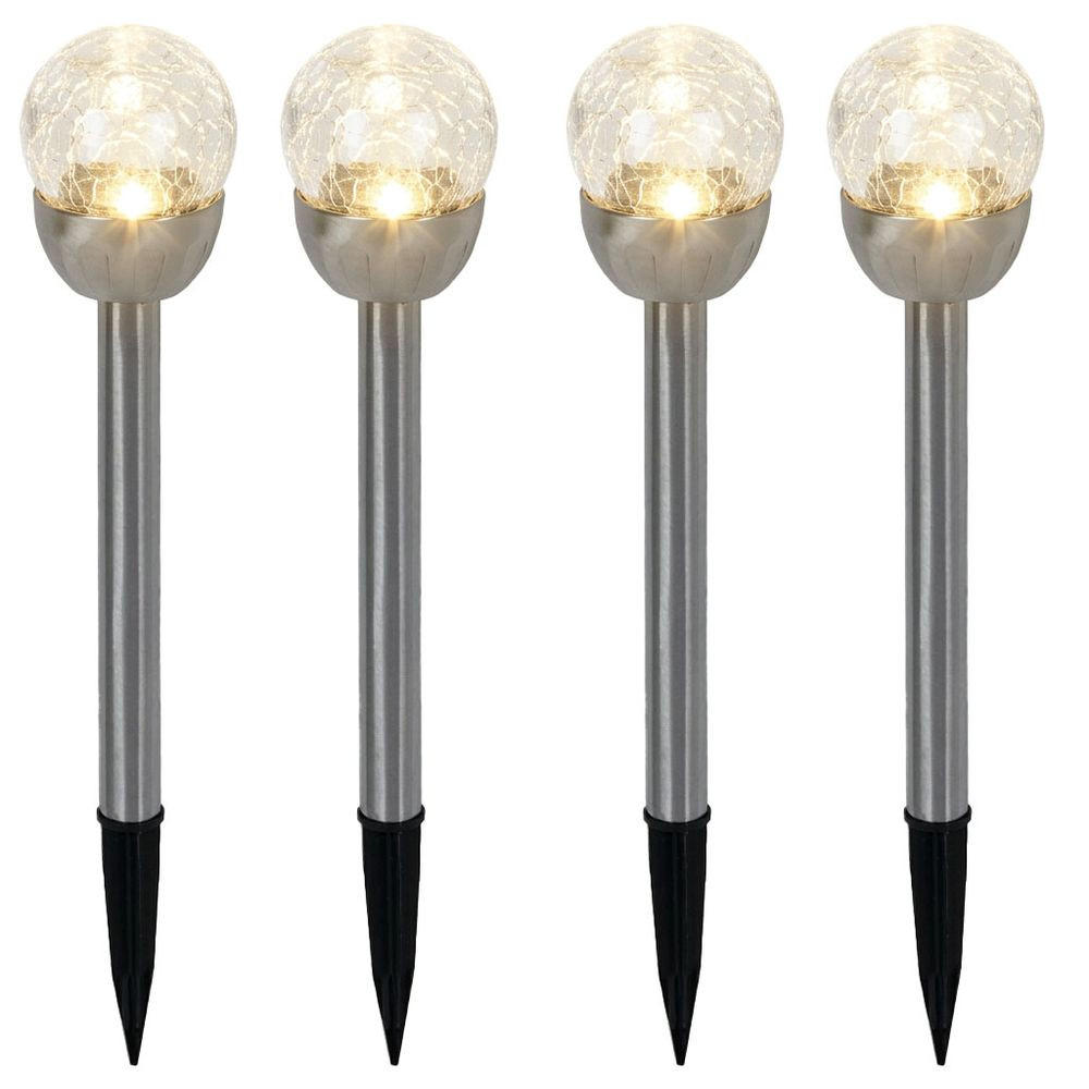 LED AUSSENLEUCHTE Edelstahl Silber 4er Set - Silberfarben, Glas (6/6/24.5cm)