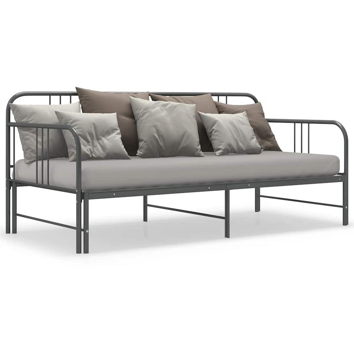 AUSZIEHSOFA Bettgestell Grau Metall 90/200 Cm - Grau, Textil (90/200cm) - vidaXL