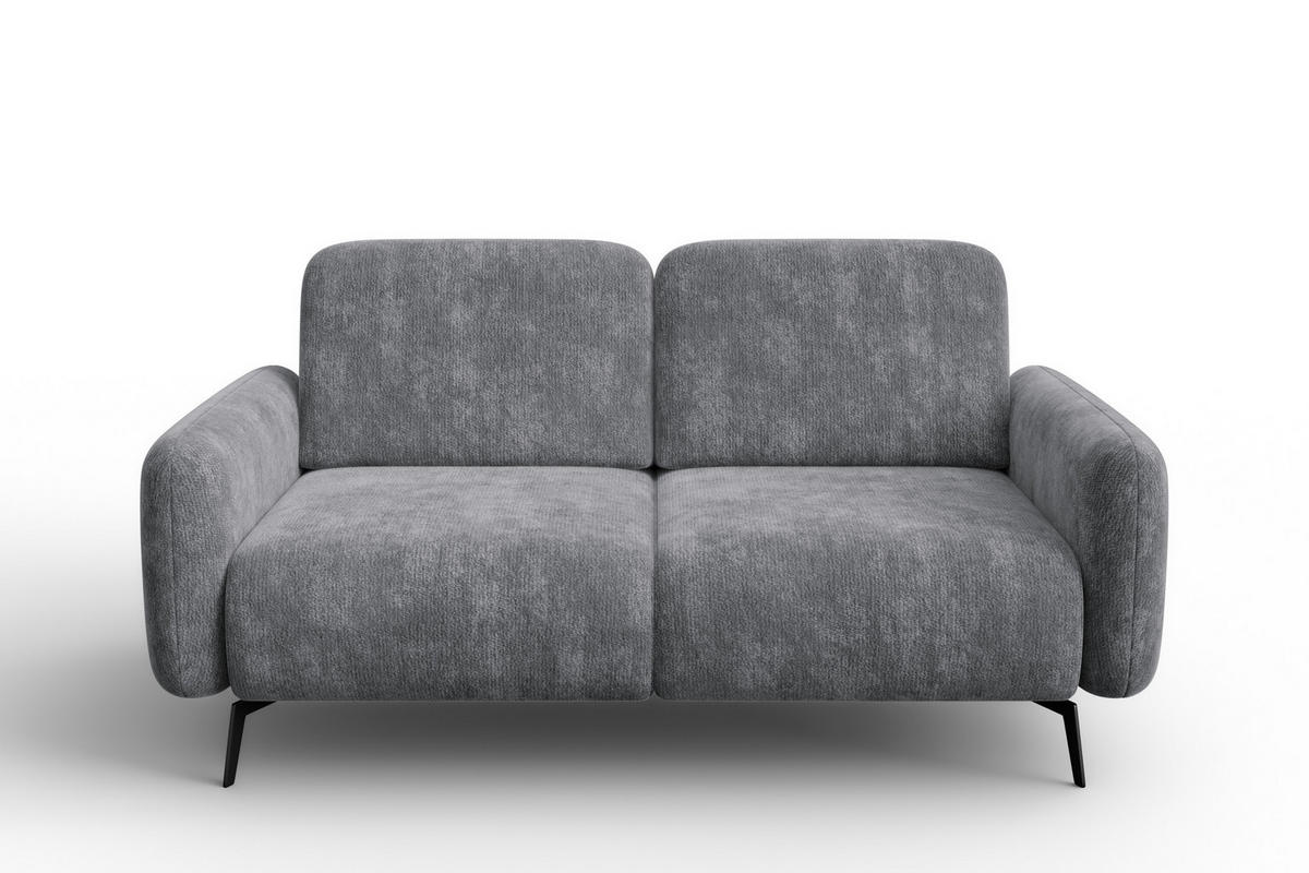 SOFA FEBE 2-Sitzer, grauer Chenille-Stoff - Schwarz/Grau, Holz/Textil (160/82/96cm) - Wozimo