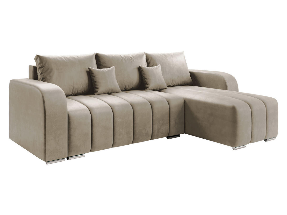 ECKSOFA Pufetto - Beige/Silberfarben, Holz/Textil (244/147cm) - MIRJAN24