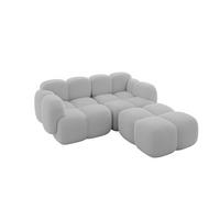 ECKSOFA modulares Sofa Rechts Miko-L1 214x205x75 Hellgrau Bouclé - Edelstahlfarben/Schwarz, Holzwerkstoff/Kunststoff (214/205cm) - ALTDECOR