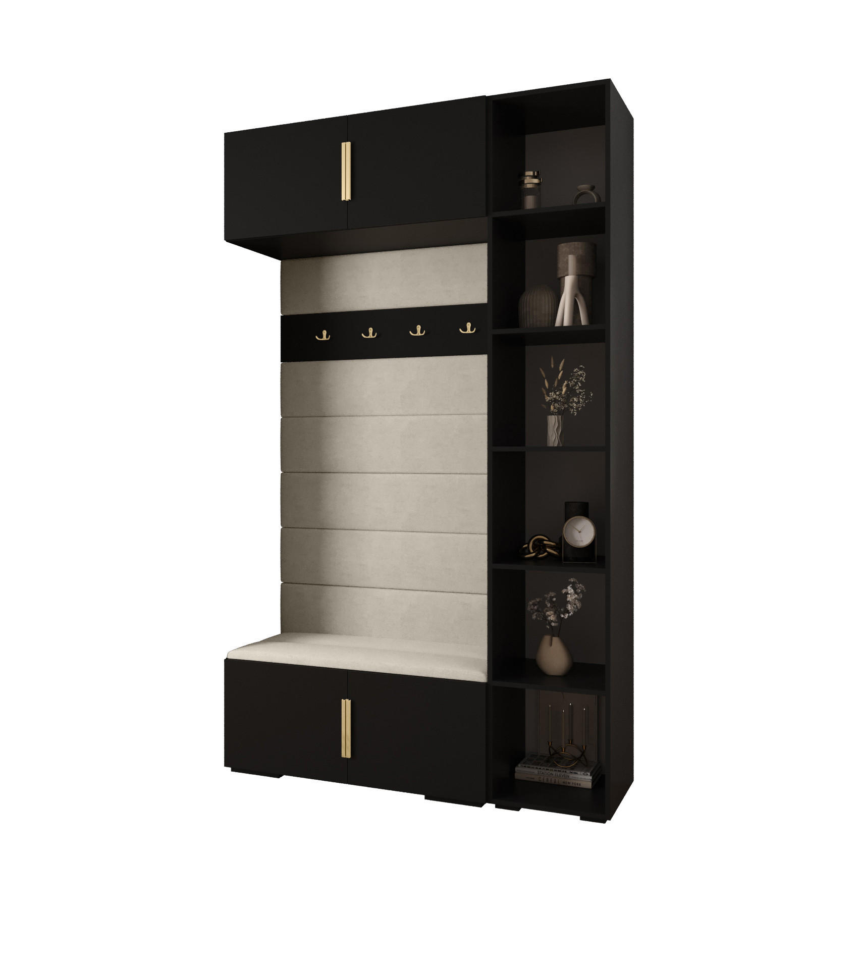 GARDEROBEN-SET 236,7/140/47 - Beige/Goldfarben, Holz/Metall (140/236.7/47cm) - Abiks Möbel