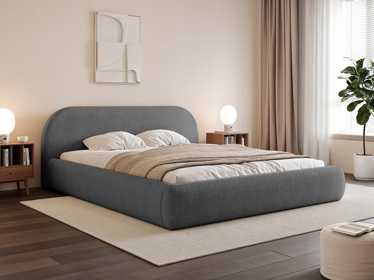POLSTERBETT Lloret 160x200 cm, Graphit - Schwarz, Textil (200/160cm) - Fedve