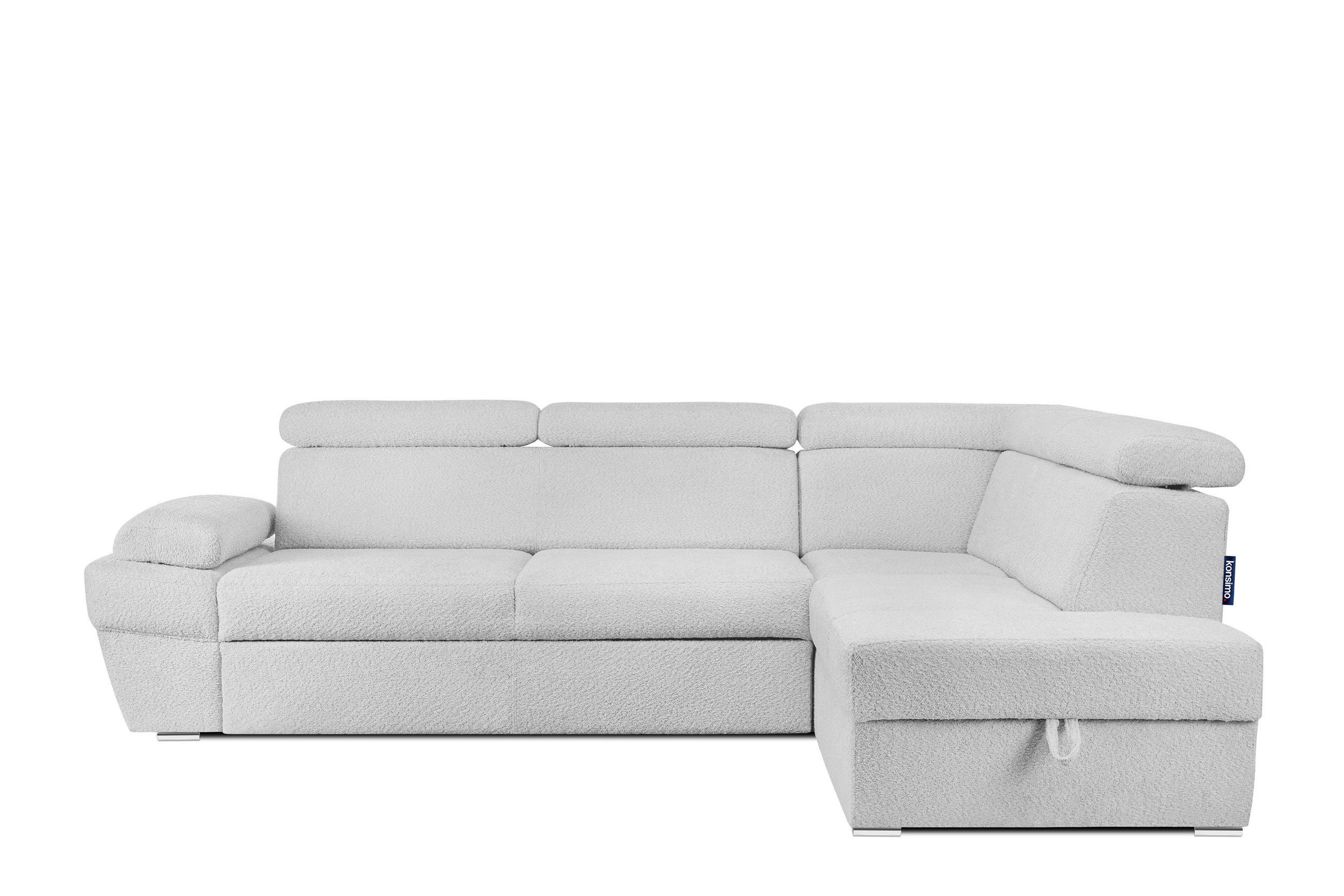 SCHLAFECKSOFA RATLO rechts 4/5-Sitzer mit Bettkasten, Grau - Silberfarben/Hellgrau, Textil (270/190cm) - KONSIMO®