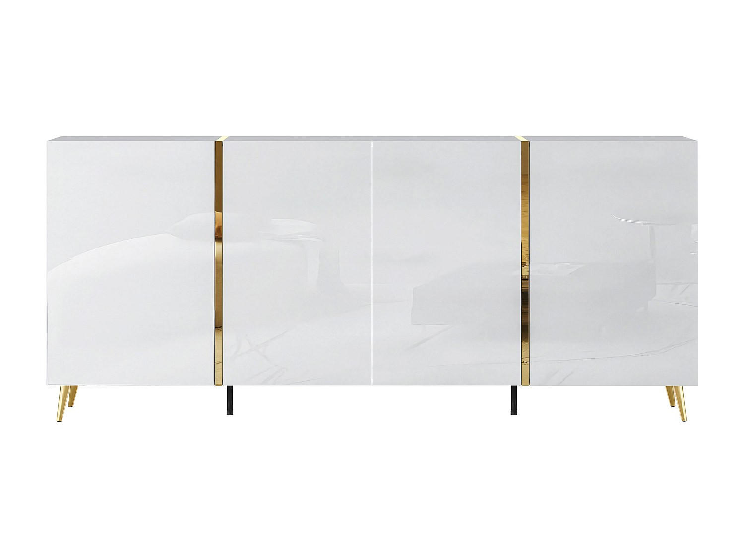 SIDEBOARD - 199.3 cm x 41 cm - Holz, Platte - Weiß, Goldfarben - MARZIALO - Goldfarben/Weiß, Holz (199.3/87.2/41cm) - Vente-Unique