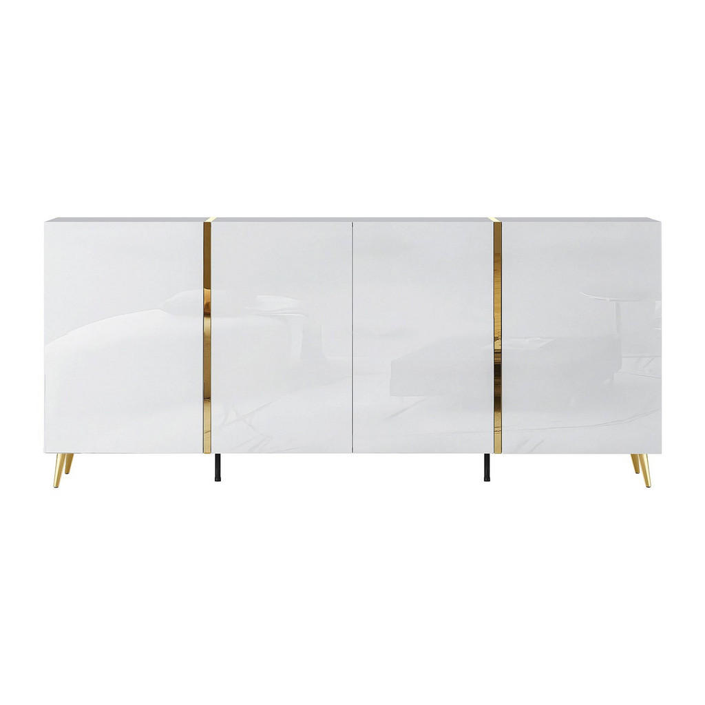 Thumbnail - Vente-Unique Sideboard, Weiß, Holz, 199.3x87.2x41 cm, Wohnzimmer, Kommoden & Sideboards, Sideboards