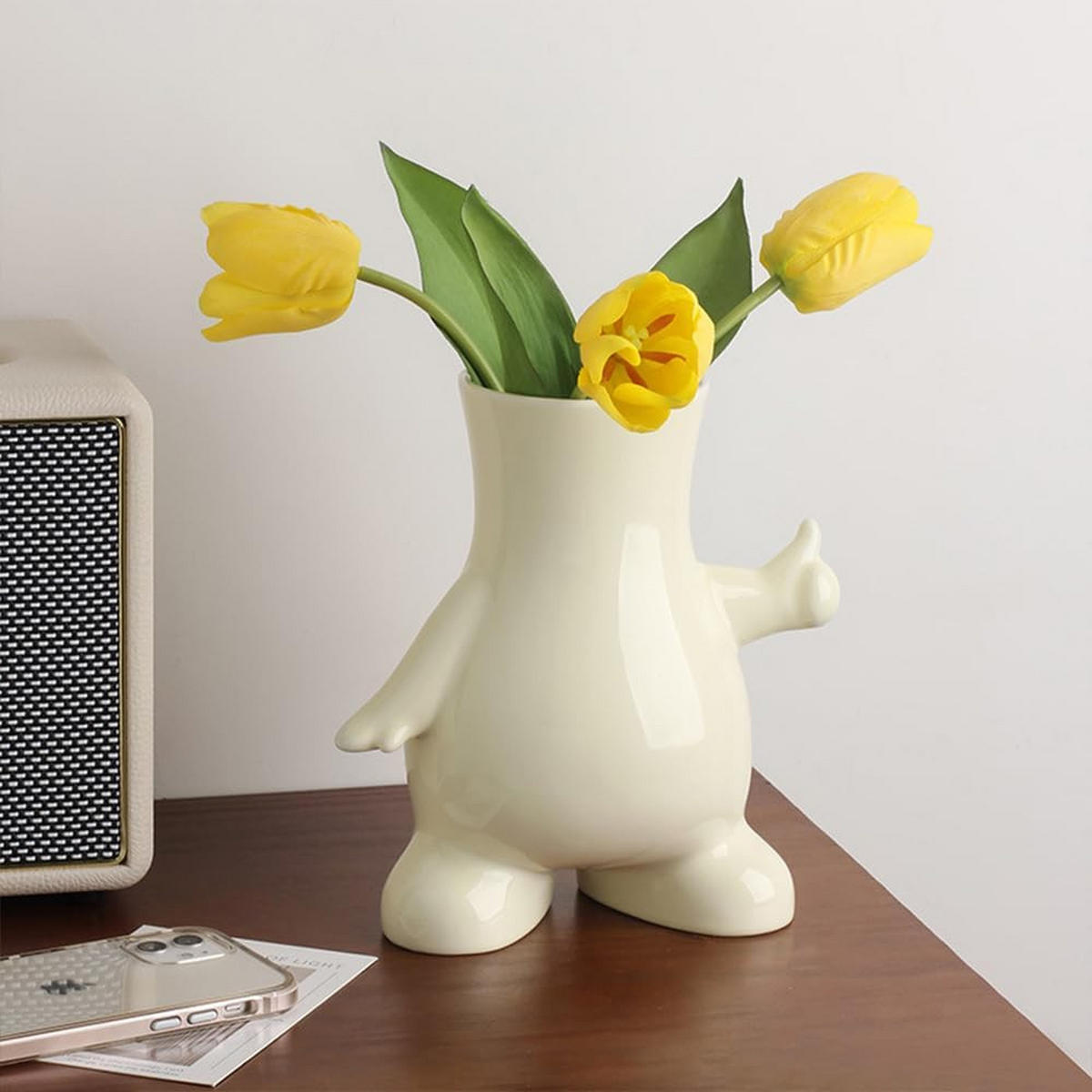 VASE 18 x 11,5 x 20 cm Keramik - Beige, Glas (20cm) - LIBRATON