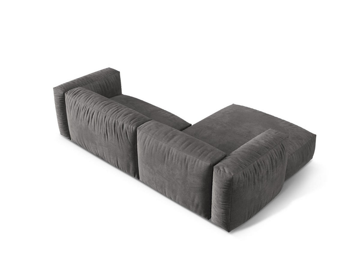 ECKSOFA modular links Martina aus Samt grau 2 Sitzplätze - Grau, Textil (176/283cm) - Micadoni