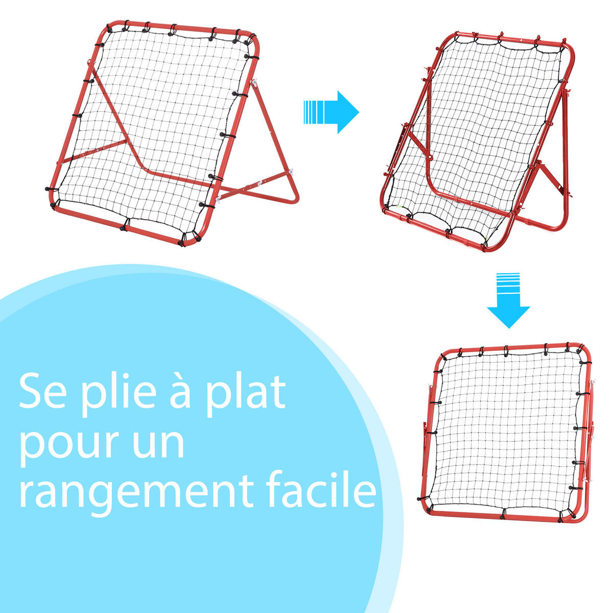 REBOUNDER DE-18596 verstellbarer Winkel mit 20 elastischen Seilen - Rot, Kunststoff (80/96cm) - ComfortXL