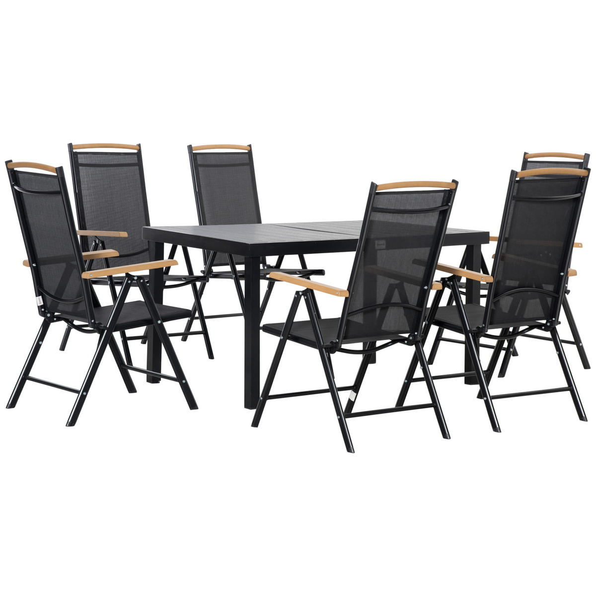 GARTENESSGRUPPE 7-teilig DE-09993 Schwarz - Schwarz, Metall - ComfortXL