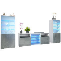 WOHNWAND Granada Beton Dunkel Optik - Dunkelgrau, Holzwerkstoff (286/122.5/35cm) - Vladon