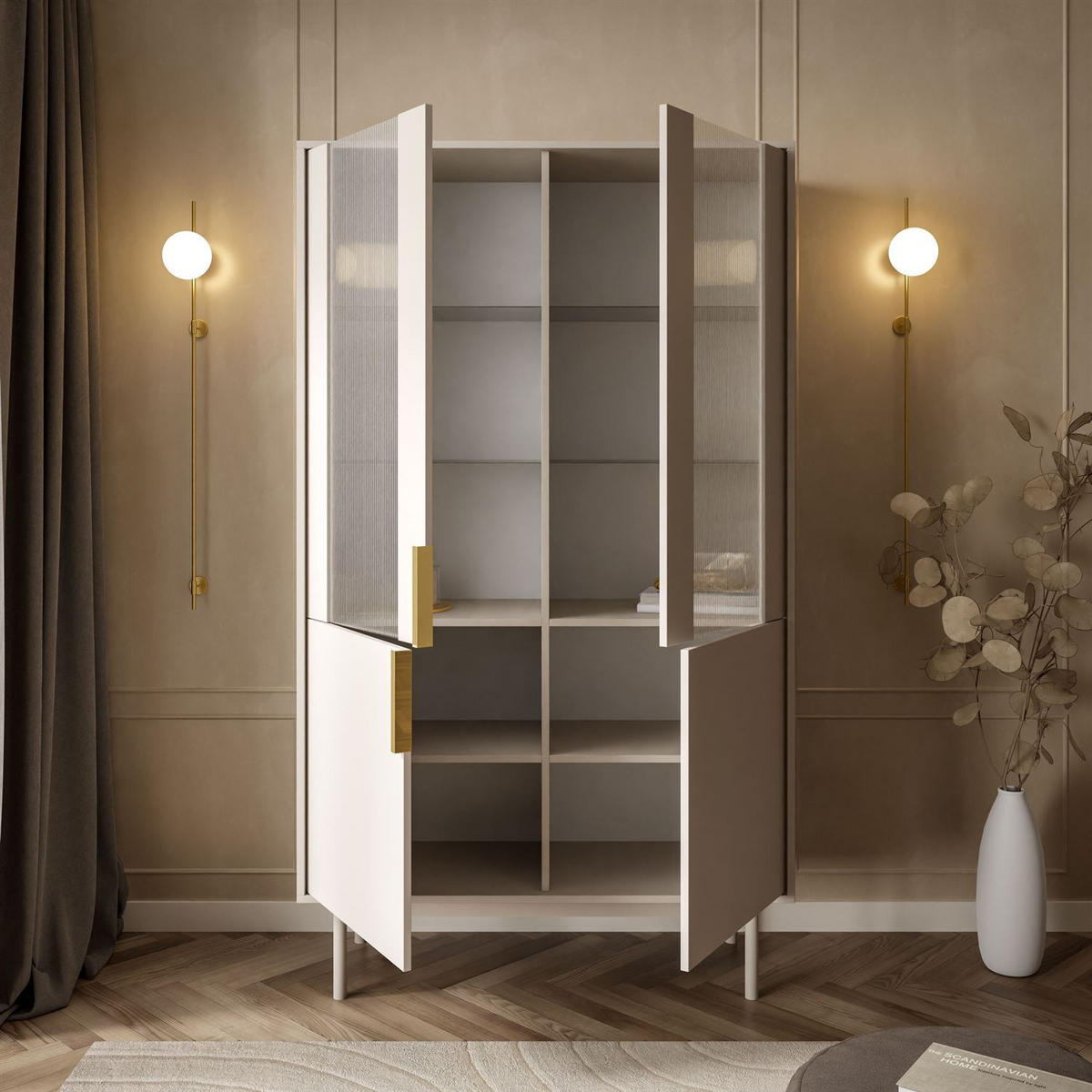 VITRINE MIRACLE mit Glasfront Kaschmir - Kaschmir, Holzwerkstoff (104/180/39cm) - Lookway