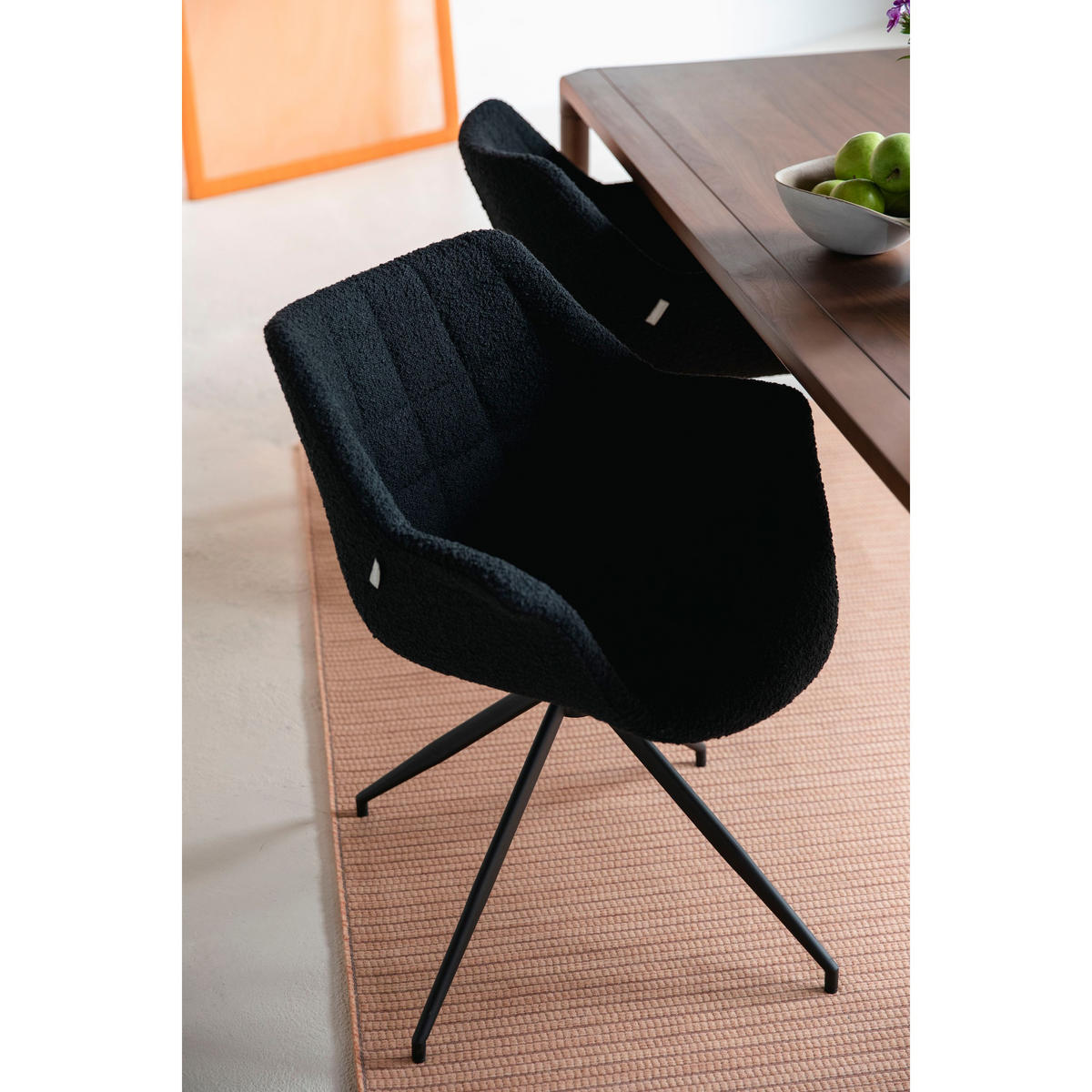 ESSZIMMERSTUHL Doulton Swivel Schwarz - 2 er Set - Schwarz, Textil (67/80/61cm) - Zuiver