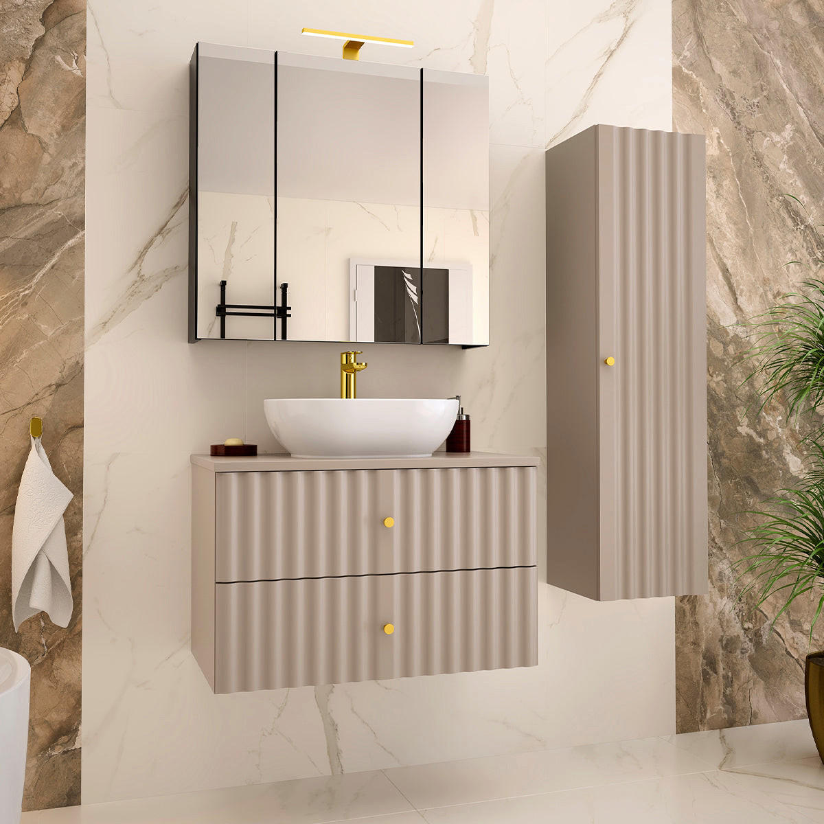 DONJI ELEMENT ZA UMIVAONIK 80cm Izae Kašmir - boje kašmira, drvni materijal (80/50/45.8cm) - Petits-meubles