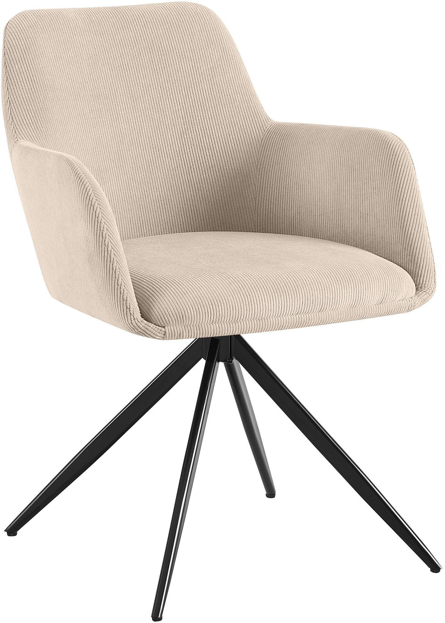 ESSZIMMERSTUHL Cord Creme - Creme/Schwarz, Textil/Metall (56/81/62cm) - CLP