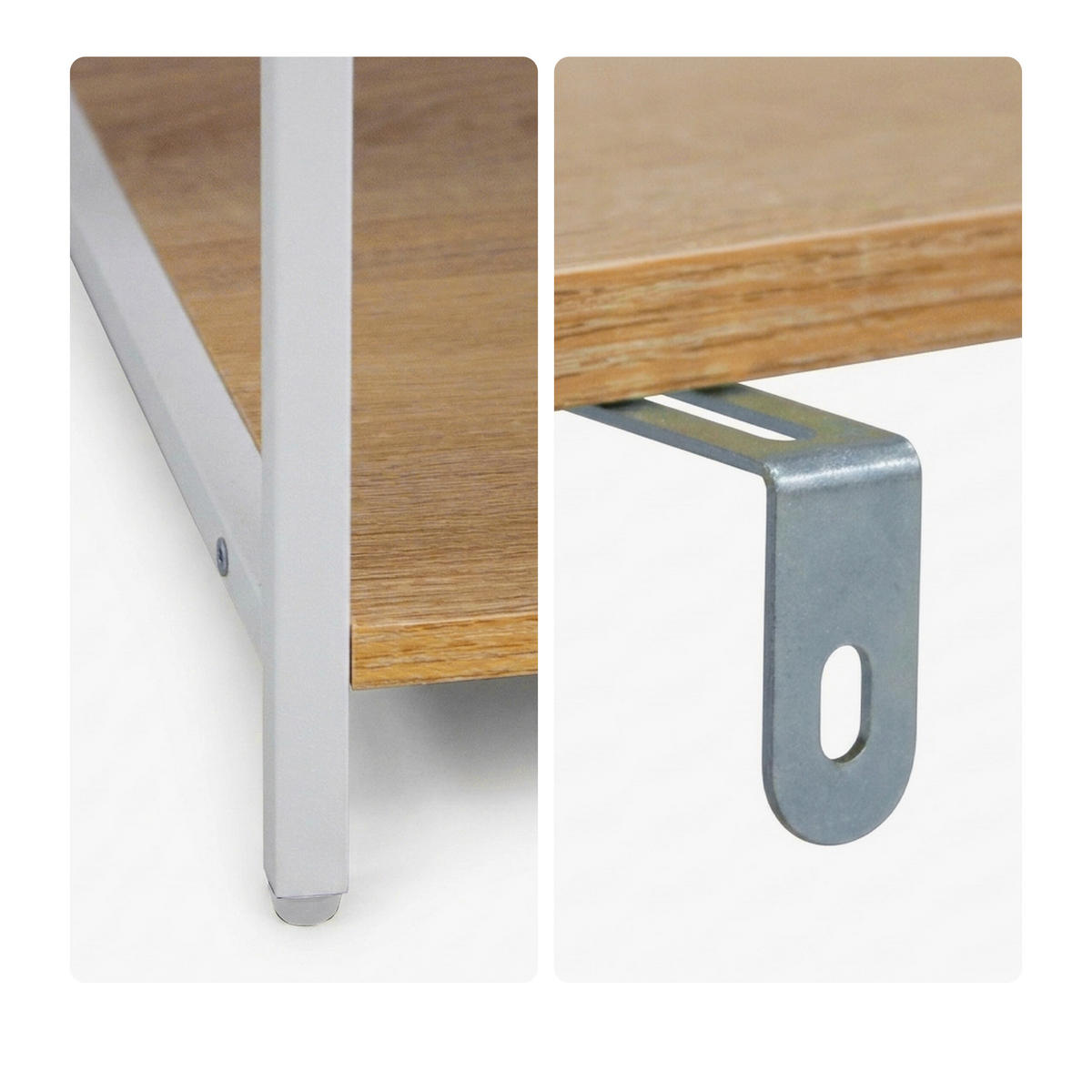 KÜCHENREGAL Holzoptik Weiß 4 Ablagen - Hellbraun, Holzwerkstoff/Metall (60/123/40cm) - Relaxdays