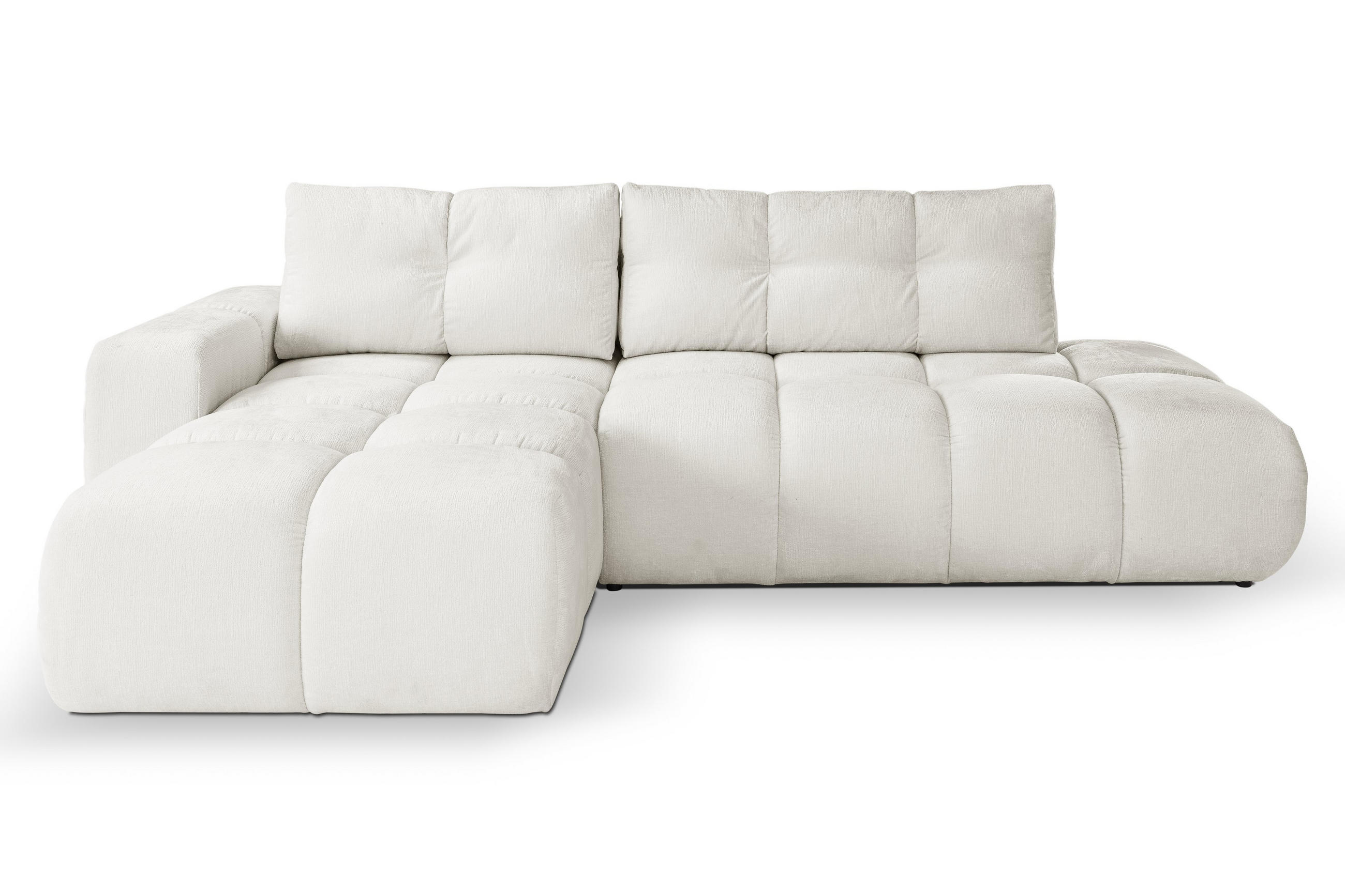 ECKSOFA DUCA L-S Creme Chenille mit Schlaffunktion - Creme, Holz (266.5/266.5cm) - MASSENO