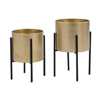 2ER-SET Übertöpfe - 23 cm, 25 x 23 cm, 25 cm - metall - schwarz, goldfarben - Edmee - Goldfarben/Schwarz, Metall (23/39/23cm) - Vente-Unique