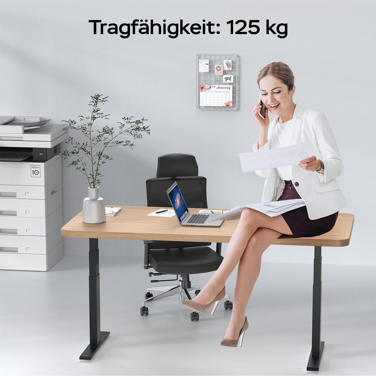 SCHREIBTISCH-GESTELL DE-37154 elektrisch höhenverstellbar mit Dual-Motor und LED Schwarz - Schwarz, Metall (150/57.5/127cm) - ComfortXL