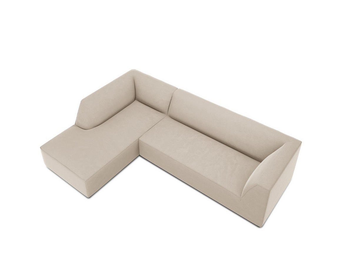 ECKSOFA links Ruby aus Samt beige 4 Sitzplätze - Beige, Textil (180/273cm) - Micadoni