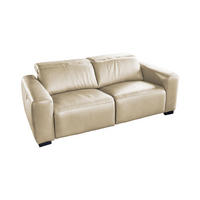 SOFA FINN Cremeweiß Leder - Creme/Schwarz, Leder/Kunststoff (210/80/107cm) - KAWOLA