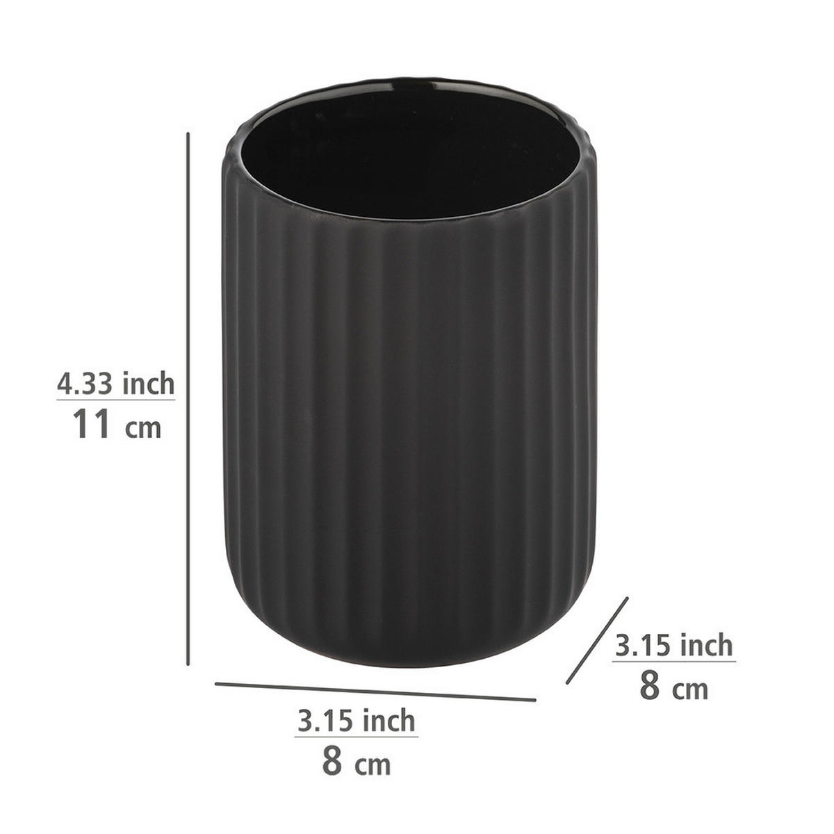 ZAHNPUTZBECHER Keramik Belluno 8/8/11 cm - Schwarz, Keramik (8/11/8cm) - Wenko