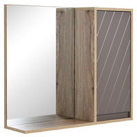 SPIEGELSCHRANK Grauer und eichenfarbener Badezimmer-Wandschrank, 57 x 14,2 x 49,2 cm - Grau, Glas (57/49.2/14.2cm) - Vallsero