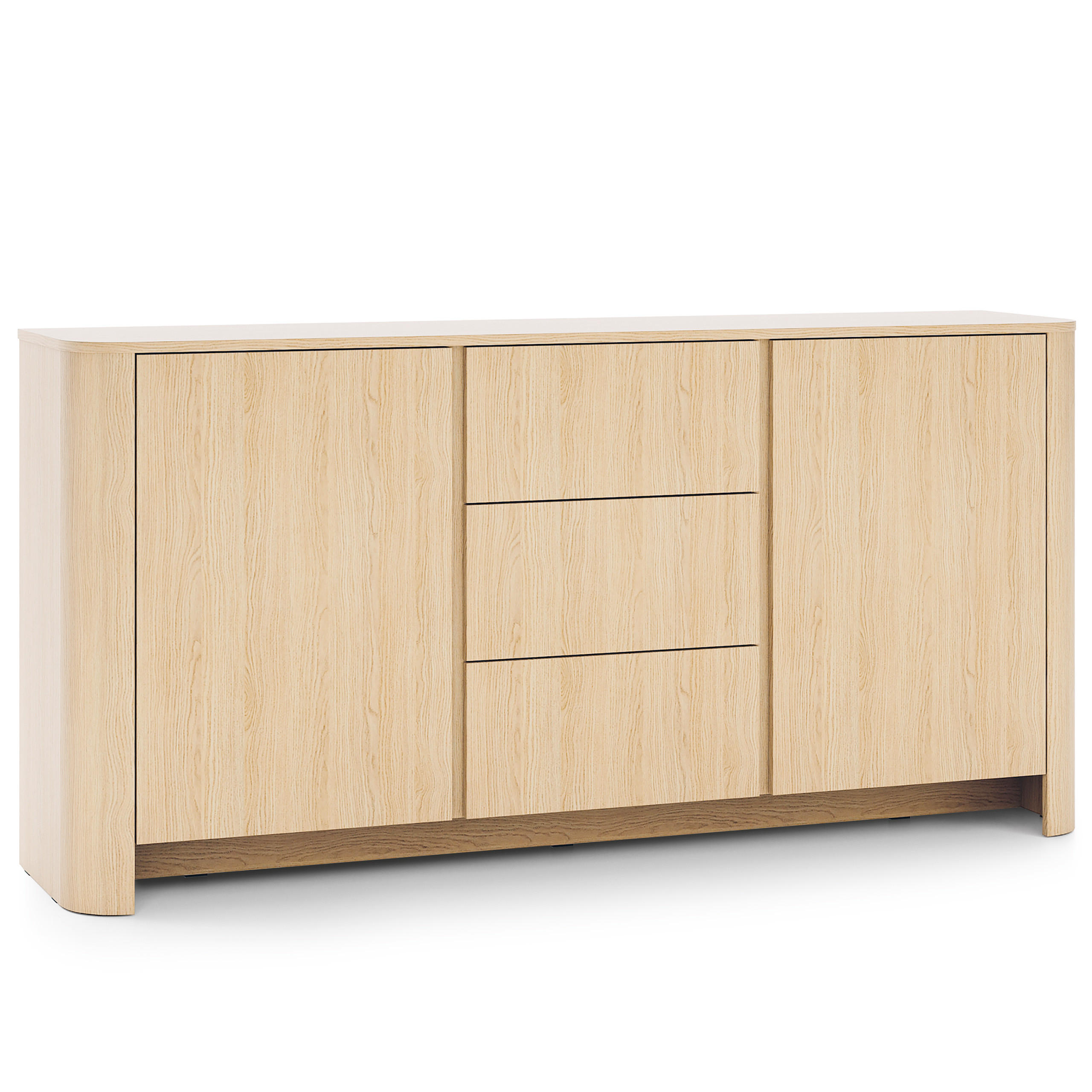 SIDEBOARD AVORIO 168/84/39cm mit 3 Schubladen 2 Türen Eichefarben - Eichefarben/Naturfarben, Holzwerkstoff (168/84/39cm) - MASSENO