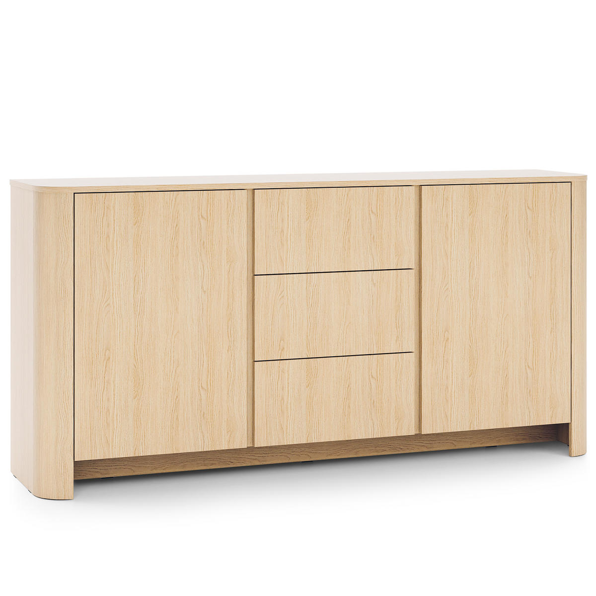 SIDEBOARD AVORIO 168/84/39cm mit 3 Schubladen 2 Türen Eichefarben - Eichefarben/Naturfarben, Holzwerkstoff (168/84/39cm) - MASSENO