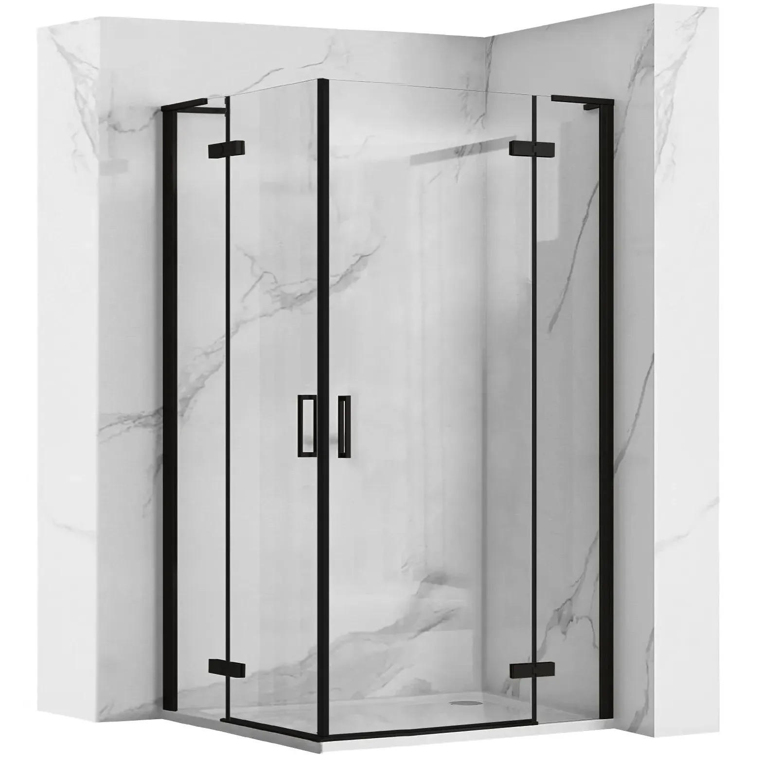 DUSCHKABINE Rea Hugo Double Black 100x100 - Schwarz, Glas (100/100/200.5cm) - REA