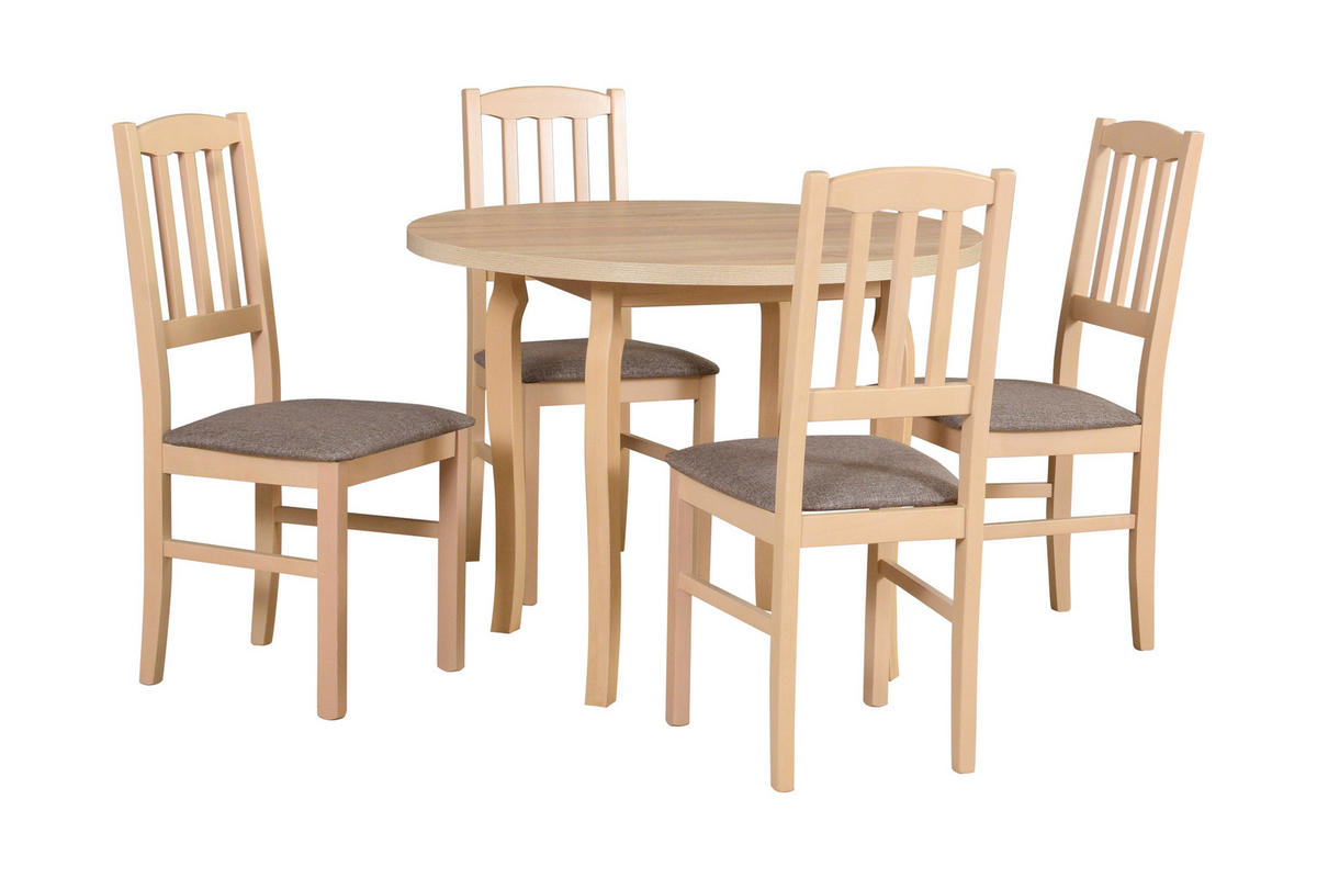 STUHL 4er Set BOS 3, sonoma, hygge 20 - Hellbraun/Sonoma Eiche, Holz (43/94/40cm) - Leaf Design
