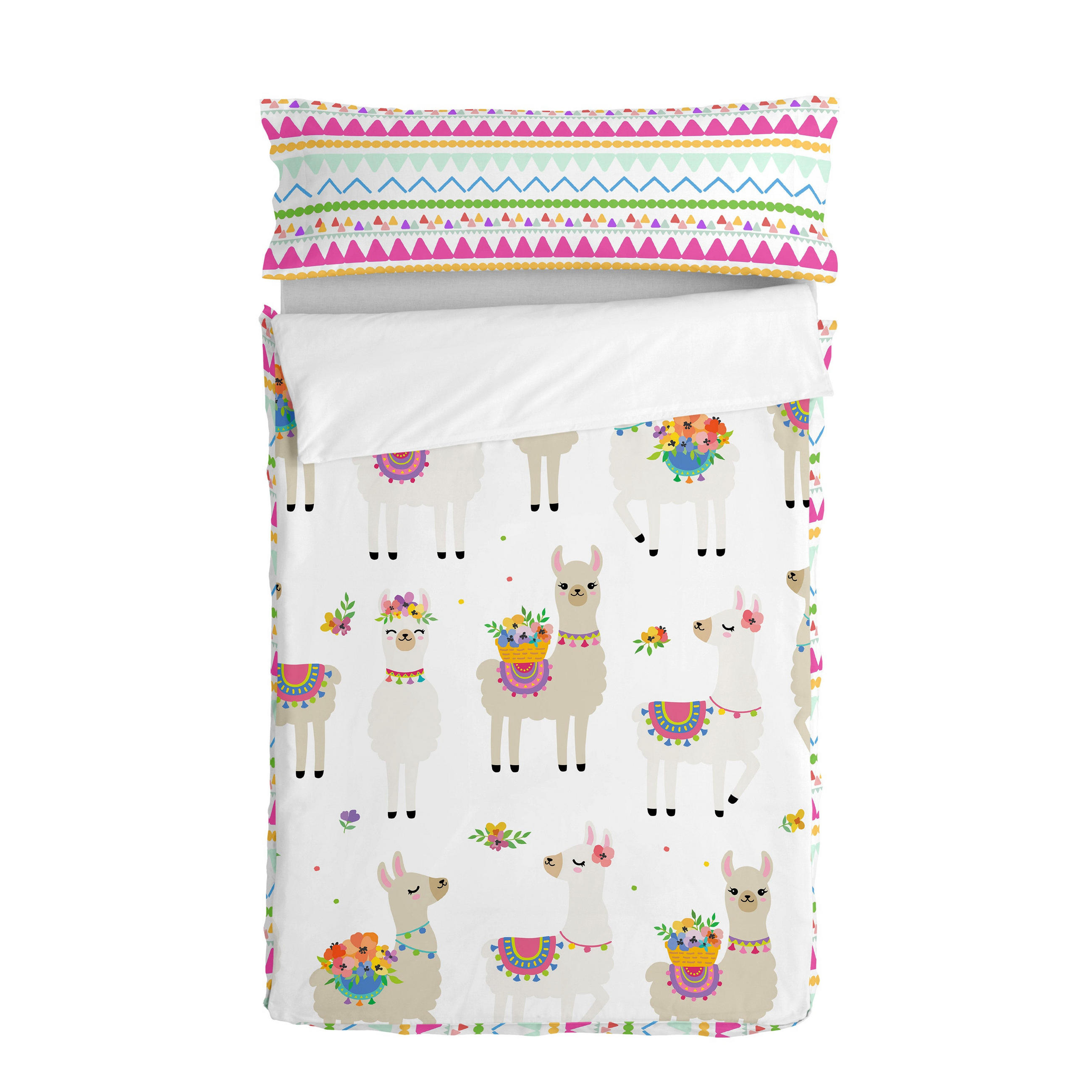 NORDIC-SACK cute llamas 90x200 cm ohne füllung mehrfarbig - Multicolor, Textil (90/200cm) - Happy Friday