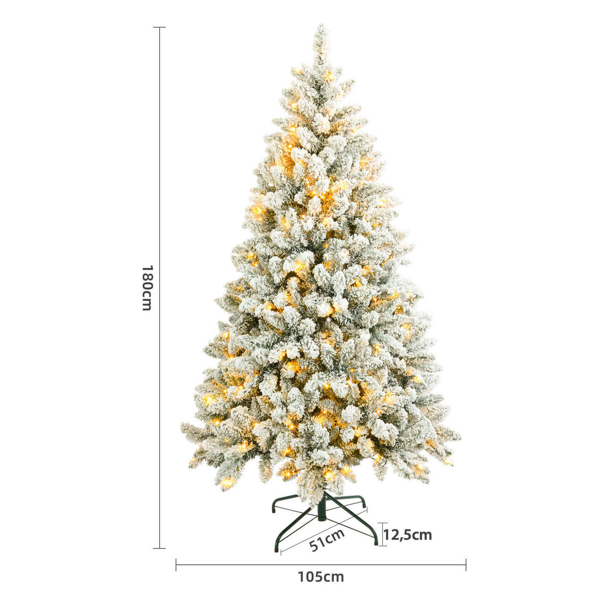 VERSCHNEITER WEIHNACHTSBAUM Weiß 105/105/180 cm - Weiß, Kunststoff (180cm) - Mobili Rebecca