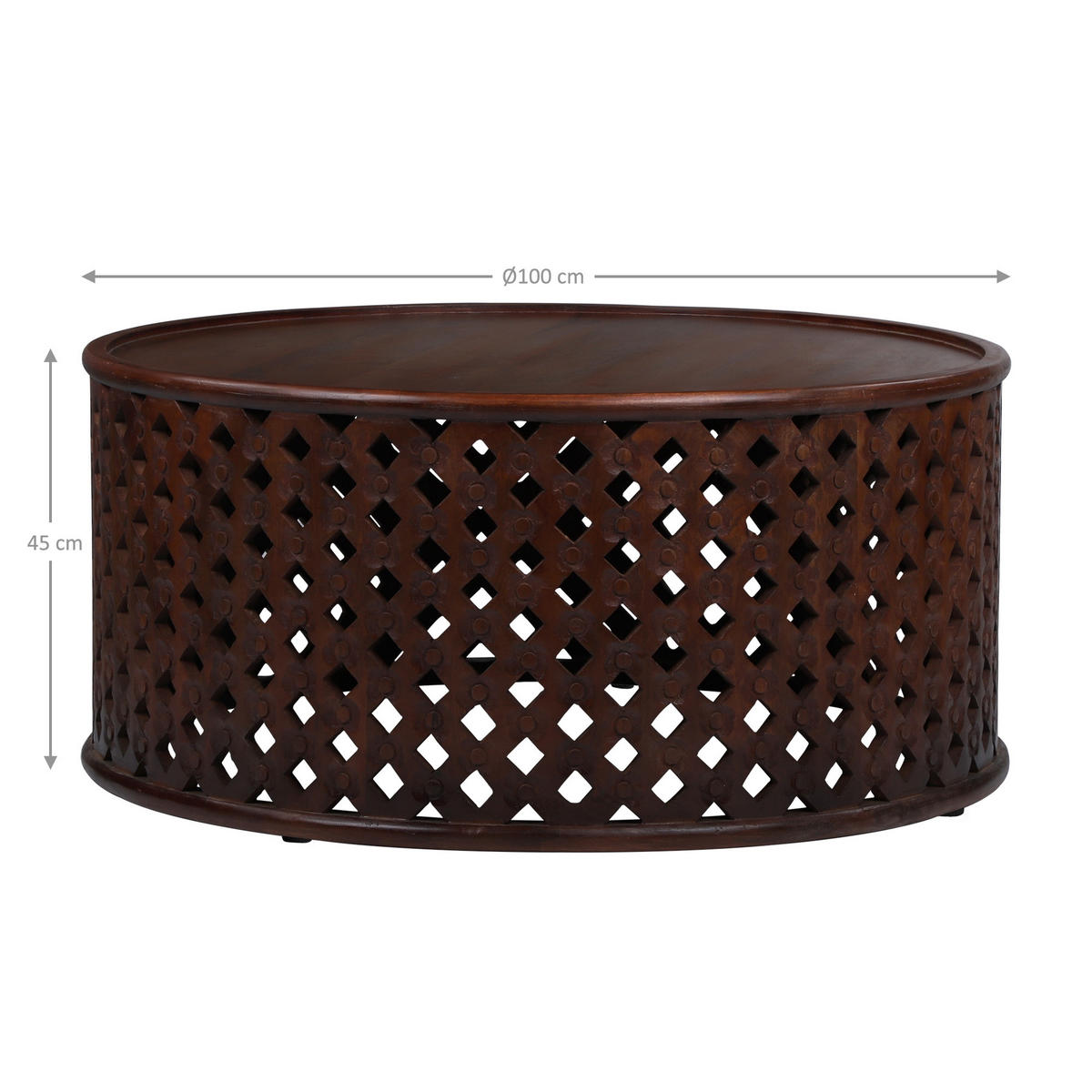 COUCHTISCH Ø100x45 cm rund Natur handgefertigt aus Mangoholz - Naturfarben, Holz (100/45/100cm) - WOMO-DESIGN